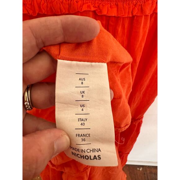 NICHOLAS Orange Mylah Plunge Neck Tie Front Beachy Boho Maxi Dress Size US 4 - Picture 13 of 16